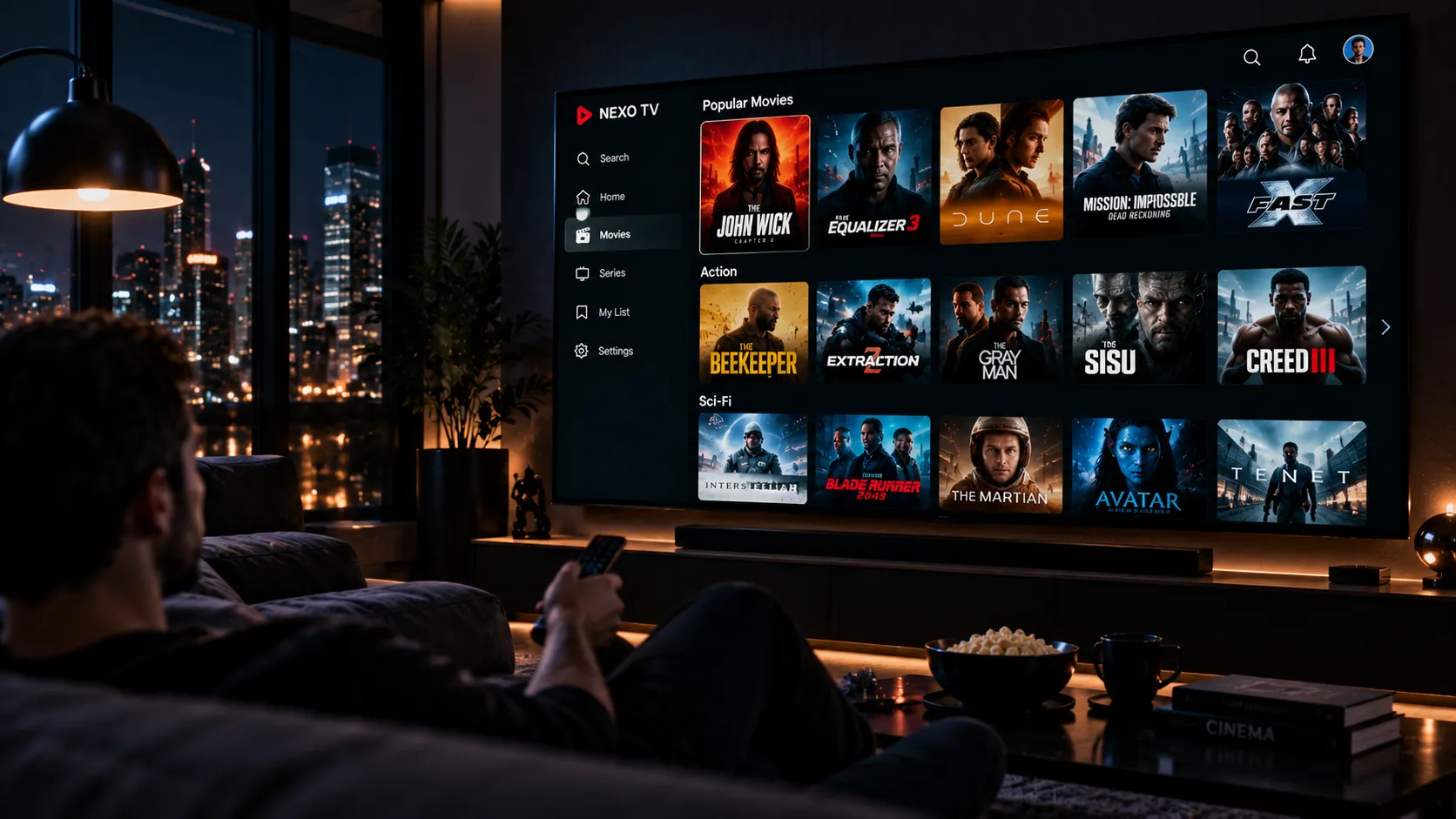 TiviMate-App auf einem Fire TV Stick: EPG-Übersicht mit deutschen Sendern nach abgeschlossenem Setup